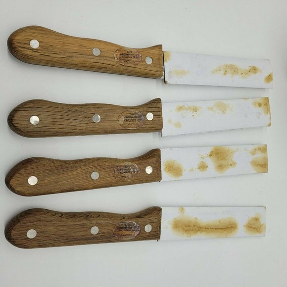 Set of 4 Serrated Steak Knives w/wooden block - Picture 4 of 8